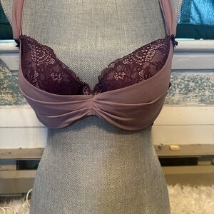Adore Me Lace Detail Bra in Plum and Burgundy